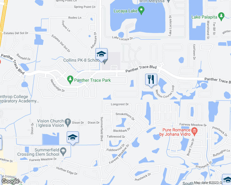 map of restaurants, bars, coffee shops, grocery stores, and more near 12723 Evington Point Drive in Riverview