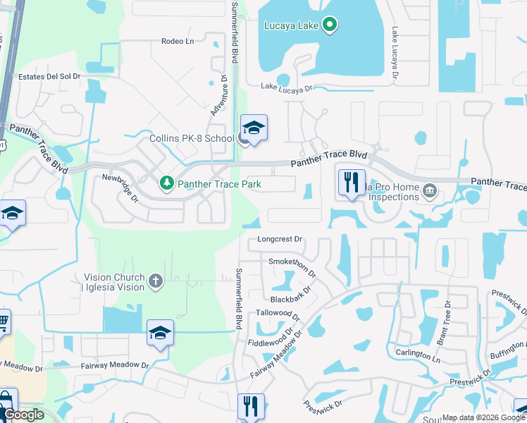 map of restaurants, bars, coffee shops, grocery stores, and more near 12716 Evington Point Drive in Riverview