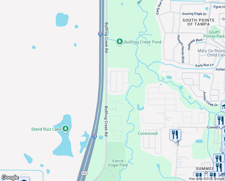 map of restaurants, bars, coffee shops, grocery stores, and more near 12729 Flatwood Creek Drive in Gibsonton