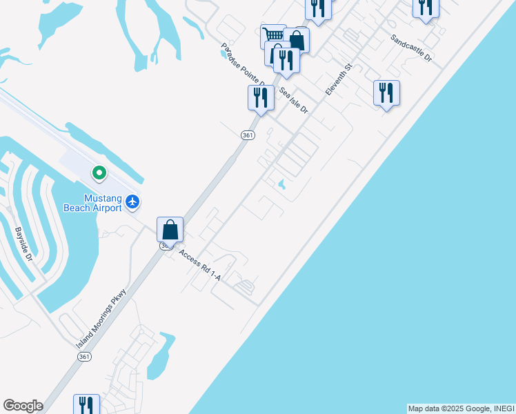 map of restaurants, bars, coffee shops, grocery stores, and more near 676 Morgan Circle in Port Aransas