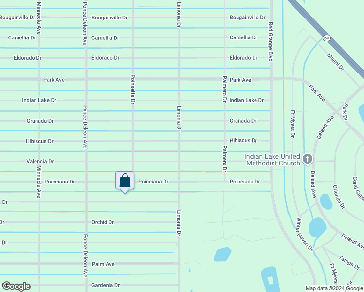 map of restaurants, bars, coffee shops, grocery stores, and more near 201 Hibiscus Drive in Lake Wales