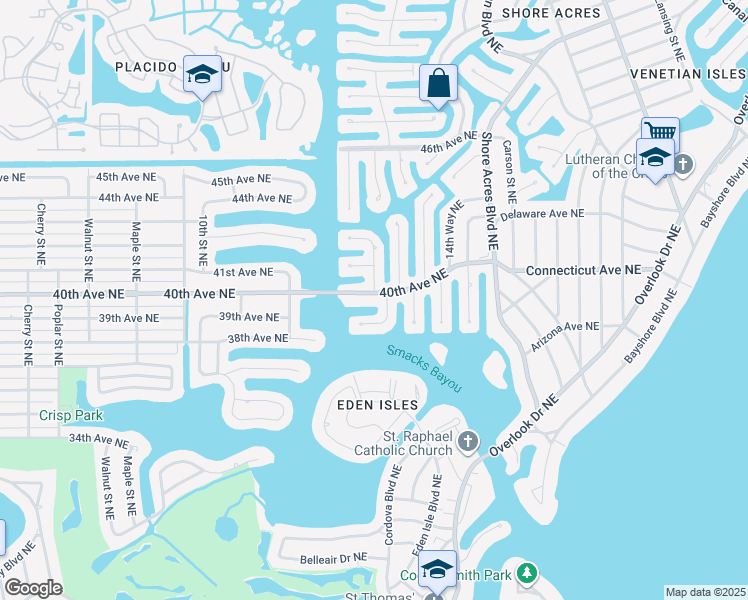 map of restaurants, bars, coffee shops, grocery stores, and more near 1344 40th Avenue Northeast in St. Petersburg