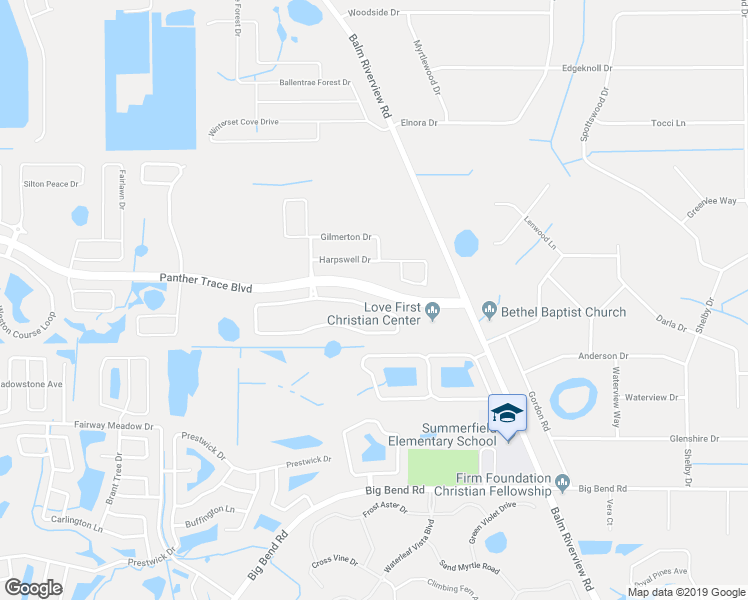 map of restaurants, bars, coffee shops, grocery stores, and more near 11841 Newberry Grove Loop in Riverview