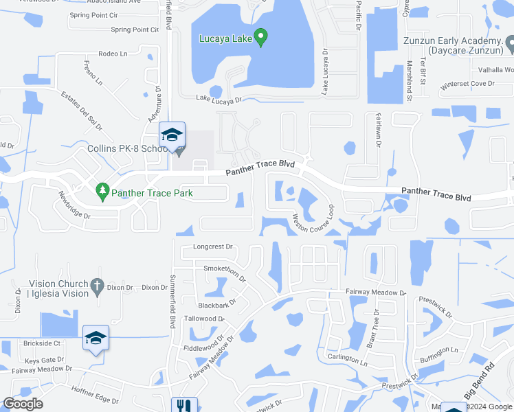 map of restaurants, bars, coffee shops, grocery stores, and more near 12538 Evington Point Drive in Riverview
