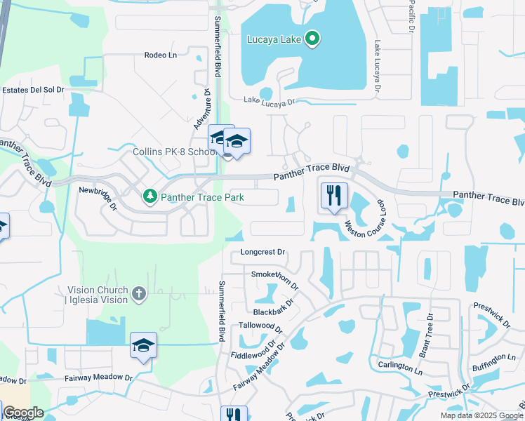 map of restaurants, bars, coffee shops, grocery stores, and more near 11435 Cambray Creek Loop in Riverview