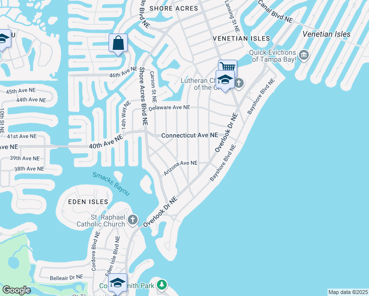 map of restaurants, bars, coffee shops, grocery stores, and more near 4000 Huntington Street Northeast in St. Petersburg