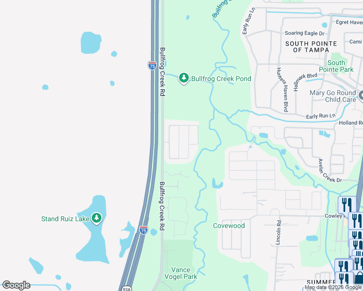 map of restaurants, bars, coffee shops, grocery stores, and more near 12618 Sandpine Reserve Pl in Gibsonton