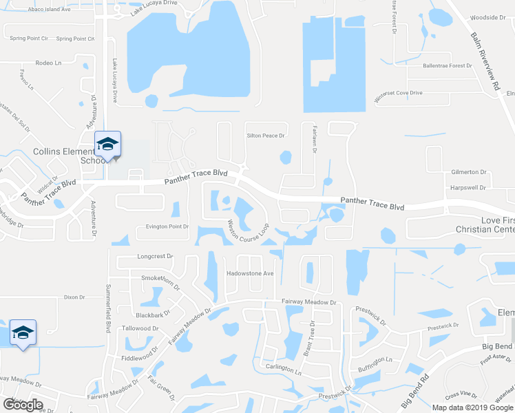 map of restaurants, bars, coffee shops, grocery stores, and more near 11570 Weston Course Loop in Riverview