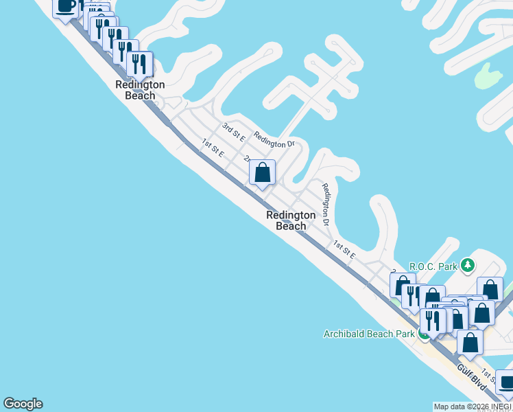 map of restaurants, bars, coffee shops, grocery stores, and more near 16008 Florida 699 in Redington Beach