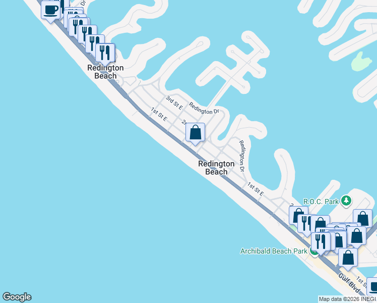 map of restaurants, bars, coffee shops, grocery stores, and more near 16008 Florida 699 in Redington Beach