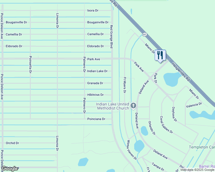 map of restaurants, bars, coffee shops, grocery stores, and more near 3 Granada Drive in Indian Lake Estates