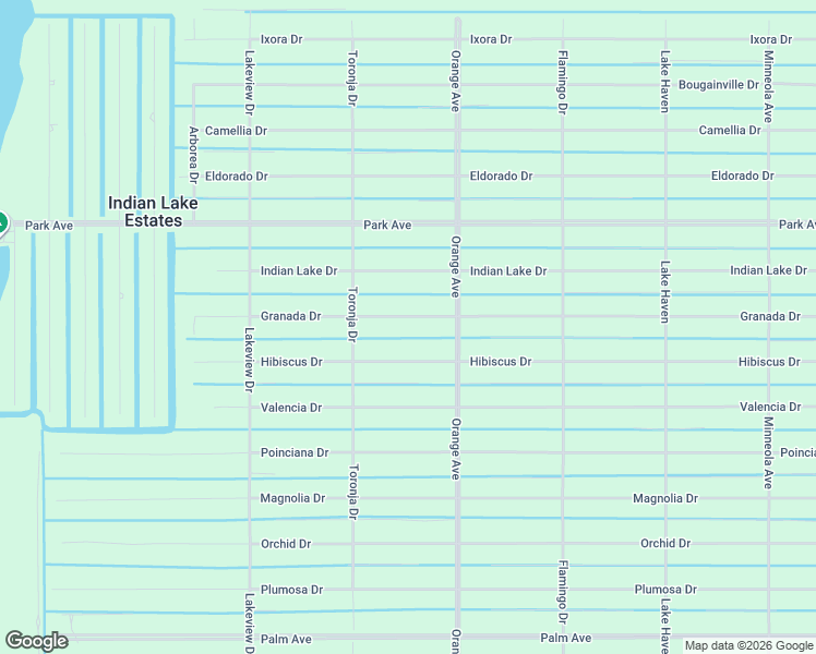 map of restaurants, bars, coffee shops, grocery stores, and more near 4141 Granada Drive in Indian Lake Estates