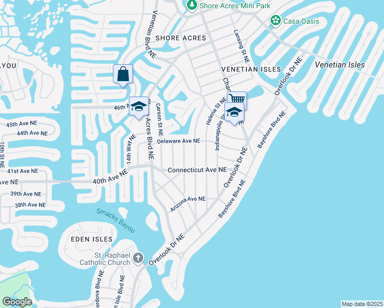 map of restaurants, bars, coffee shops, grocery stores, and more near 4200 Huntington Street Northeast in St. Petersburg