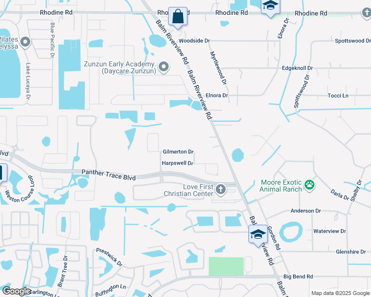 map of restaurants, bars, coffee shops, grocery stores, and more near 11818 Gilmerton Drive in Riverview