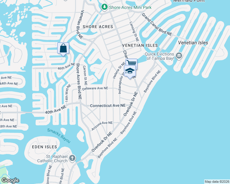 map of restaurants, bars, coffee shops, grocery stores, and more near 4301 Indianapolis Street Northeast in St. Petersburg