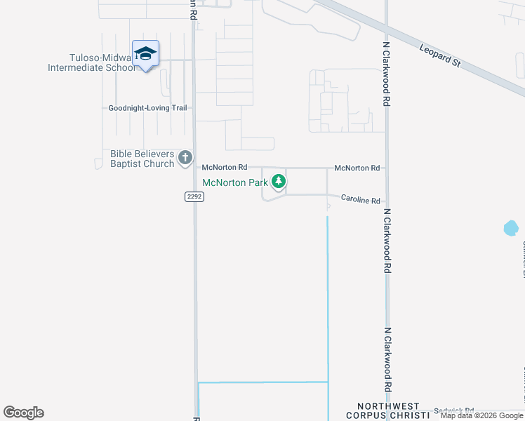 map of restaurants, bars, coffee shops, grocery stores, and more near 9127 Caroline Road in Corpus Christi