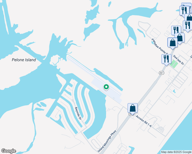 map of restaurants, bars, coffee shops, grocery stores, and more near 130 Piper Boulevard in Port Aransas