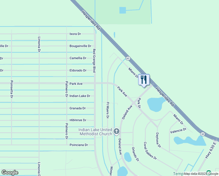 map of restaurants, bars, coffee shops, grocery stores, and more near 6477 Fort Meyers Drive in Indian Lake Estates