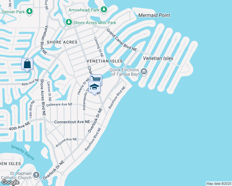 map of restaurants, bars, coffee shops, grocery stores, and more near 4540 Bayshore Boulevard Northeast in St. Petersburg