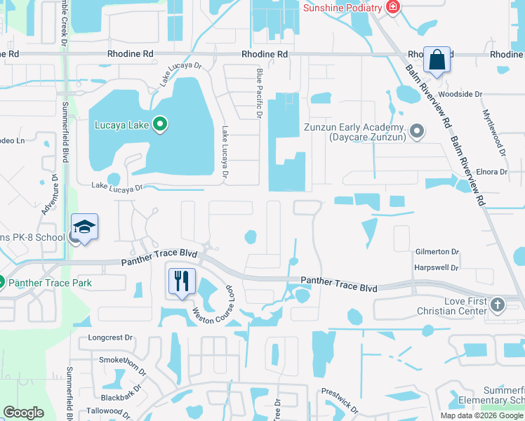 map of restaurants, bars, coffee shops, grocery stores, and more near 12228 Fairlawn Drive in Riverview