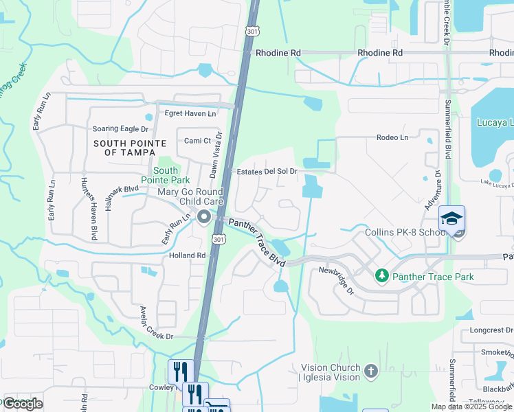 map of restaurants, bars, coffee shops, grocery stores, and more near 12342 Healey Summit Lane in Riverview