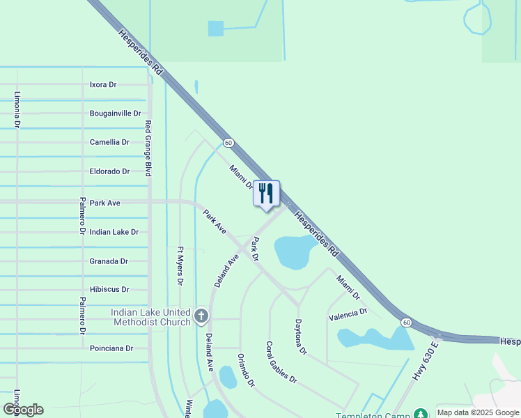 map of restaurants, bars, coffee shops, grocery stores, and more near 5 Miami Drive in Indian Lake Estates