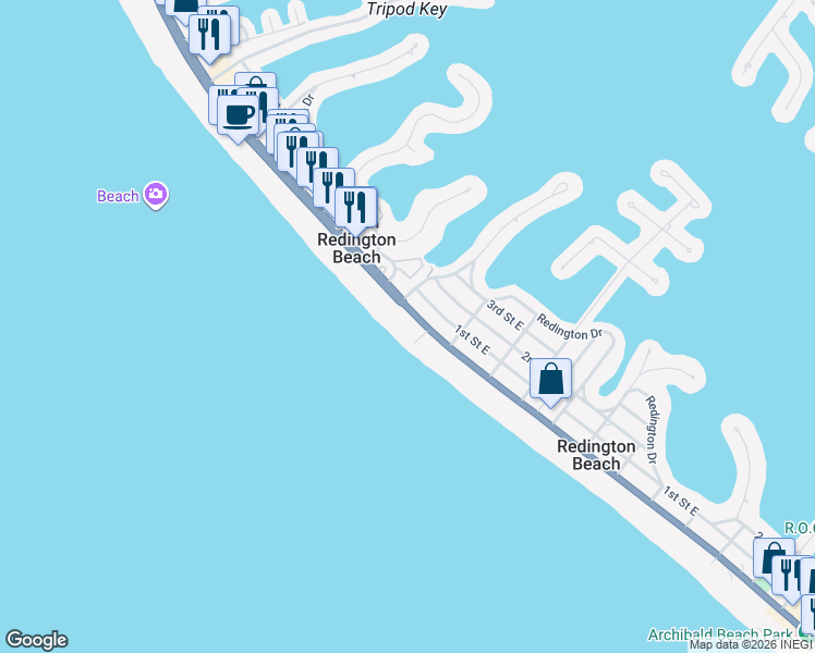 map of restaurants, bars, coffee shops, grocery stores, and more near 16308 Florida 699 in Redington Beach