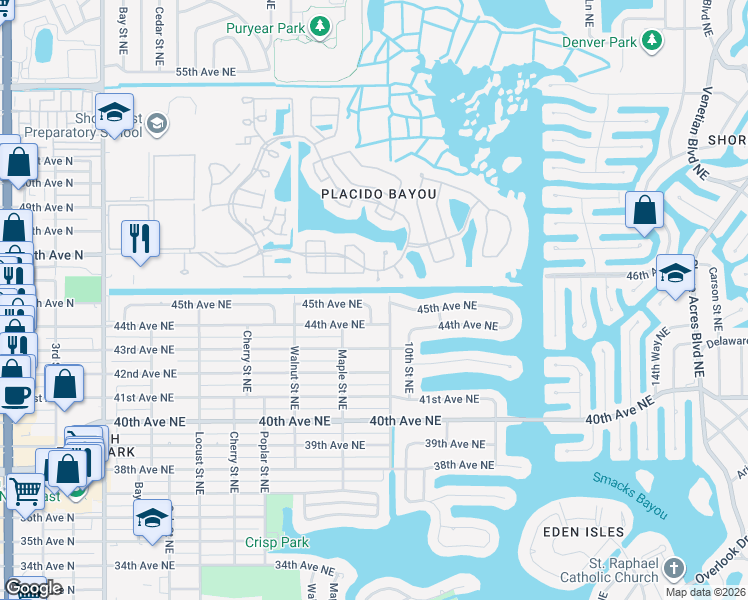 map of restaurants, bars, coffee shops, grocery stores, and more near 897 45th Avenue Northeast in St. Petersburg