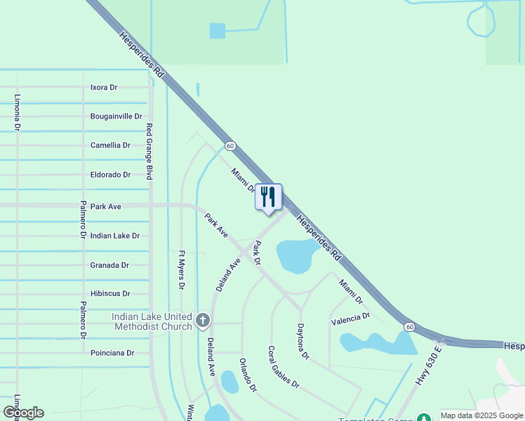 map of restaurants, bars, coffee shops, grocery stores, and more near 5 Miami Drive in Indian Lake Estates