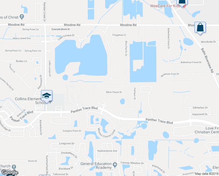 map of restaurants, bars, coffee shops, grocery stores, and more near 12354 Silton Peace Drive in Riverview