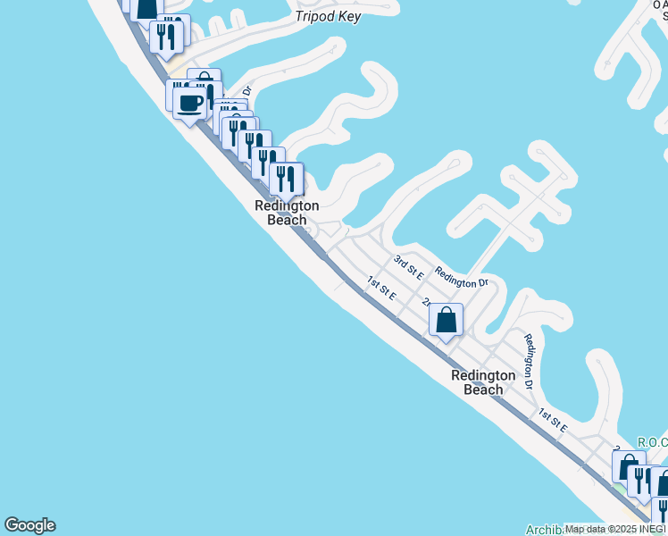 map of restaurants, bars, coffee shops, grocery stores, and more near 16308 Florida 699 in Redington Beach