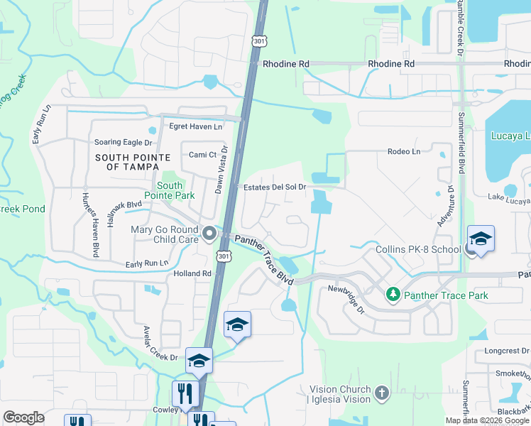 map of restaurants, bars, coffee shops, grocery stores, and more near 12327 Healey Summit Lane in Riverview
