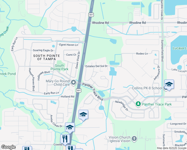map of restaurants, bars, coffee shops, grocery stores, and more near 12342 Healey Summit Lane in Riverview