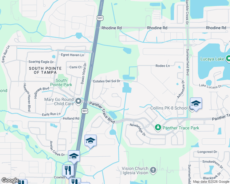 map of restaurants, bars, coffee shops, grocery stores, and more near 10755 Banfield Drive in Riverview