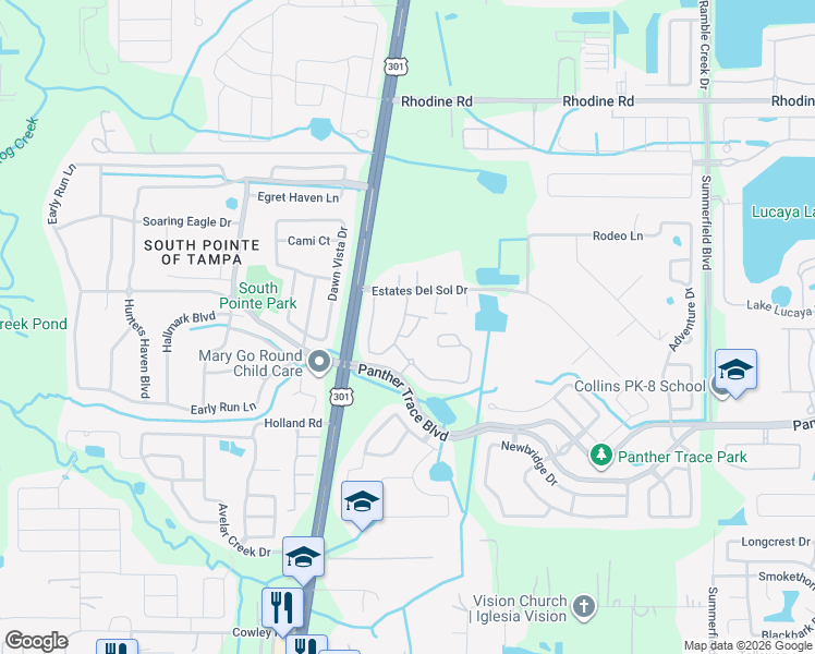 map of restaurants, bars, coffee shops, grocery stores, and more near 12321 Healey Summit Lane in Riverview