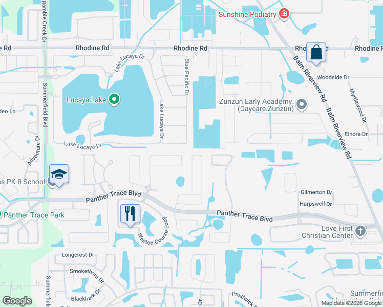 map of restaurants, bars, coffee shops, grocery stores, and more near 12228 Fairlawn Drive in Riverview