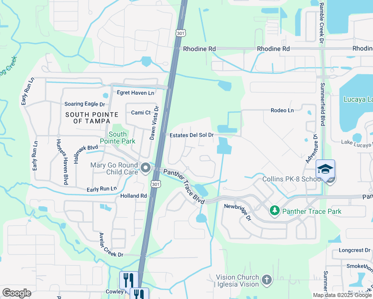 map of restaurants, bars, coffee shops, grocery stores, and more near 10701 Chesham Hill Court in Riverview