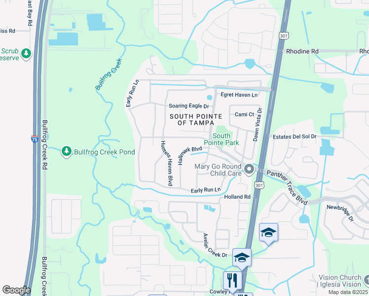 map of restaurants, bars, coffee shops, grocery stores, and more near 10446 Hallmark Boulevard in Riverview