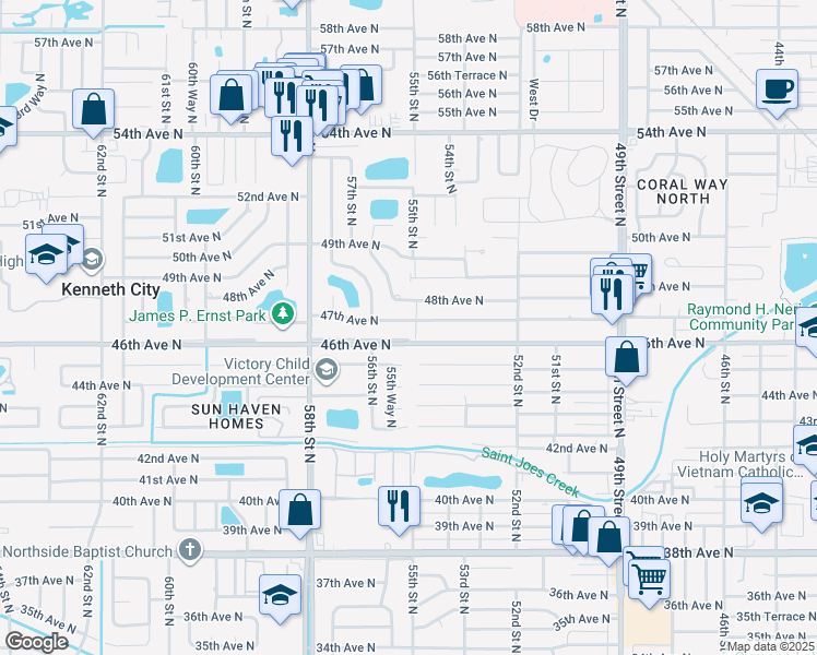 map of restaurants, bars, coffee shops, grocery stores, and more near 5500 47th Avenue North in Kenneth City