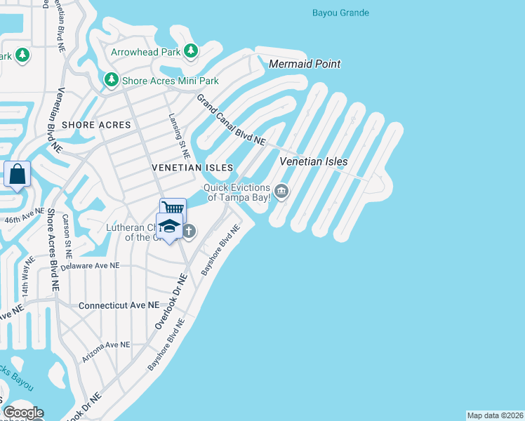 map of restaurants, bars, coffee shops, grocery stores, and more near 1916 Kansas Ave NE in St Petersburg