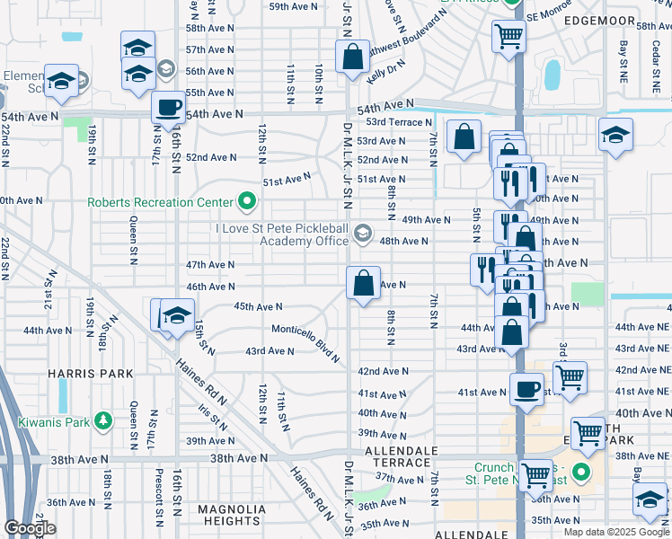 map of restaurants, bars, coffee shops, grocery stores, and more near in St. Petersburg