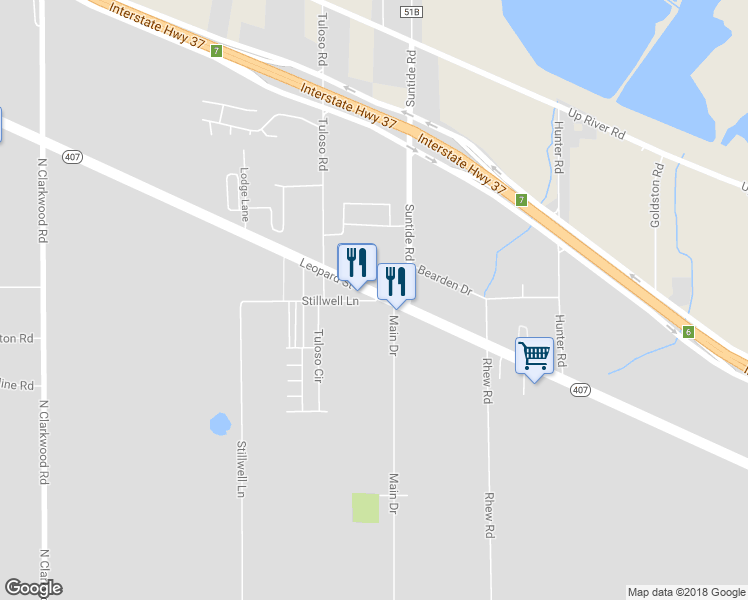 map of restaurants, bars, coffee shops, grocery stores, and more near 1786 Stillwell Lane in Corpus Christi