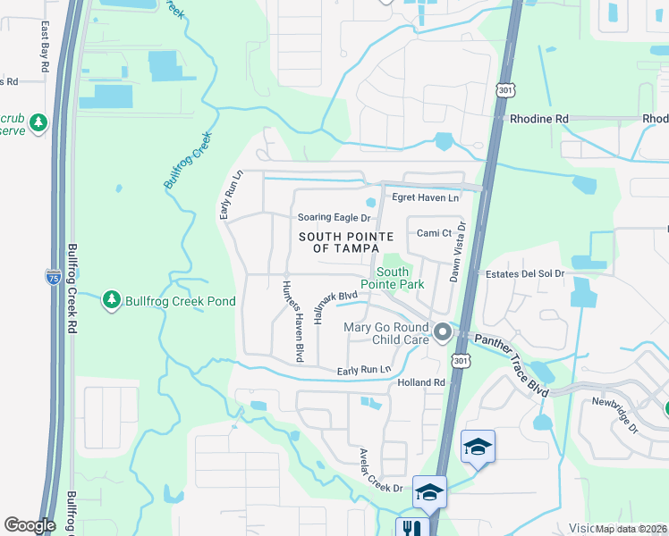 map of restaurants, bars, coffee shops, grocery stores, and more near 10415 Paragon Place in Riverview