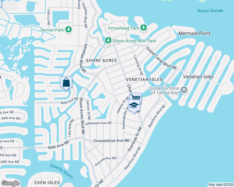 map of restaurants, bars, coffee shops, grocery stores, and more near 1670 Massachusetts Avenue Northeast in St. Petersburg