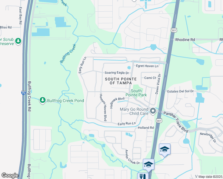map of restaurants, bars, coffee shops, grocery stores, and more near 10405 Paragon Place in Riverview