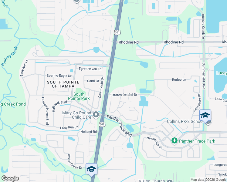 map of restaurants, bars, coffee shops, grocery stores, and more near 12308 Dawn Vista Drive in Riverview