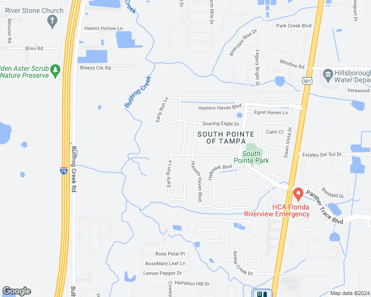 map of restaurants, bars, coffee shops, grocery stores, and more near 12328 Hawkeye Point Place in Riverview