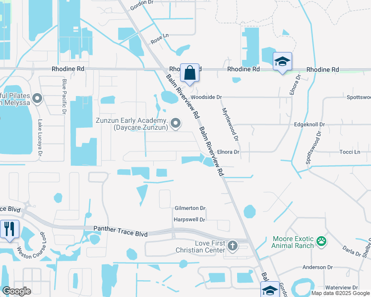 map of restaurants, bars, coffee shops, grocery stores, and more near 11912 Winterset Cove Drive in Riverview