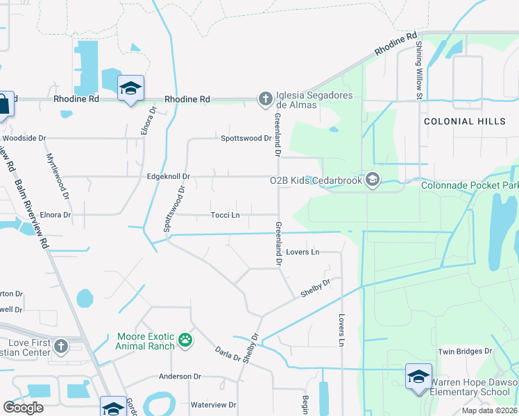 map of restaurants, bars, coffee shops, grocery stores, and more near 12510 Tocci Lane in Riverview
