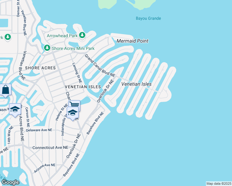 map of restaurants, bars, coffee shops, grocery stores, and more near 1955 Kansas Avenue Northeast in Saint Petersburg